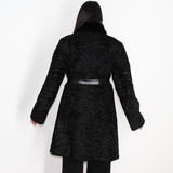 Astrakhan black coat with black mink collar
