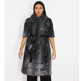 Astrakhan grey vest with silver grey mink collar