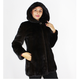 Black-ranch mink jacket with hood