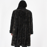 Grey-brown shaved mink pieces coat