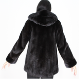 Black mink jacket with hood