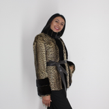 Libya cat jacket with mink trimming