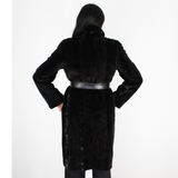 Black shaved mink pieces coat