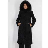 Astrakhan black coat with hood