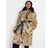 OMIKRON Lynx pieces coat with mink collar