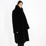 Black shaved mink coat with hood