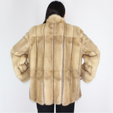  Pastel mink jacket with leather stripes