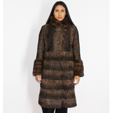 Brown astrakhan coat with brown mink trimming