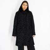 Astrakhan black coat with black mink collar