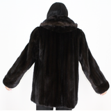 Black mink jacket with hood