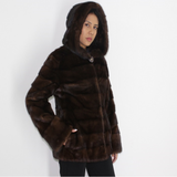Demi-buff mink jacket with hood