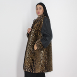 Black wild silk and Ocelot Double-face coat