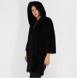 Ranch mink coat with hood