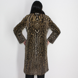 Ocelot coat with brown mink collar