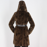 Demi-buff shaved mink pieces ¾ coat