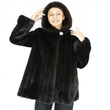 Black mink jacket with hood