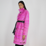 Fuchsia colored shaved mink coat