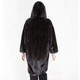 Ranch mink coat with hood