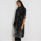 Astrakhan grey vest with silver grey mink collar