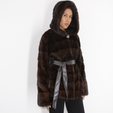 Demi-buff mink jacket with hood