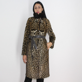 Ocelot coat with brown mink collar