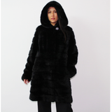 Black mink coat with hood