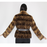 Demi-buff shaved mink pieces jacket