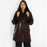Astrakhan brown coat with brown mink collar