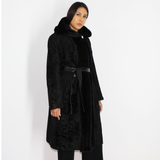 Astrakhan black coat with mink trimming