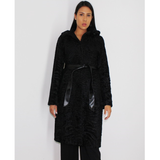 Astrakhan black coat with astronaut hood