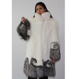 Combination of Snow and silver fox coat