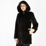 Black-ranch mink jacket with hood