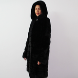 Black mink coat with hood