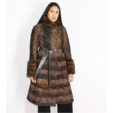 Brown astrakhan coat with brown mink trimming