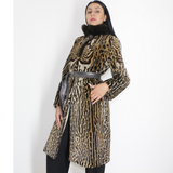 Ocelot coat with brown mink collar