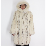 White Fox colored with lynx printing and hood