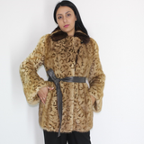 Animal print stamped mink jacket