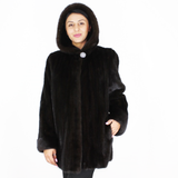 Black mink jacket with hood