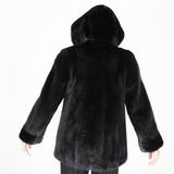 Black mink jacket with hood