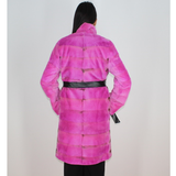 Fuchsia colored shaved mink coat