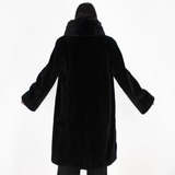 Black shaved mink coat with hood