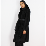 Astrakhan black coat with mink trimming