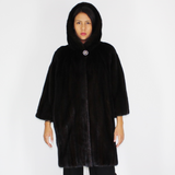 Ranch mink coat with hood