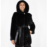 Black mink jacket with hood