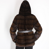 Demi-buff mink jacket with hood