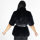 Blue-black colored mink vest