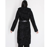 Astrakhan black coat with astronaut hood