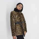 Ocelot jacket with mink collar
