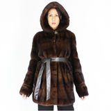 Demi-buff mink jacket with hood