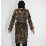 Ocelot coat with brown mink collar